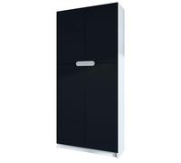 Vladon Meuble Rangement Bureau Logan V1, Armoire de Bureau Haute avec 5 Compartiments et 4 Portes, Blanc Mat/Noir Mat (82 x 185 x 37 cm)