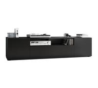 Vladon Meuble TV Armoire basse Mogan Corps en Noir mat - Façades en Noir mat