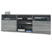 Vladon Meuble TV Granada, Lowboard avec 2 Portes et 6 Compartiments Ouverts, Corps Anthracite Mat, façades en avola-Anthracite (146 x 54 x 35 cm)