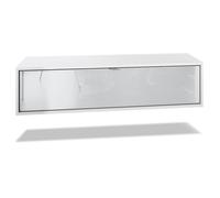 Vladon Meuble TV Lana 120 armoire murale lowboard 120 x 29 x 37 cm, caisson en Noir mat, façades en Blanc haute brillance