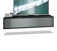 Vladon Meuble TV Lana 140 Armoire Murale lowboard 140 x 29 x 37 cm, Caisson en Noir Mat, façades en Graphite satiné Mat | Grand Choix de Couleurs