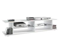 Vladon Meuble TV Movie V3 Lowboard 134 x 29 x 37,5 cm avec 6 Compartiments Ouverts, Caisson en Blanc Mat