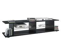 Vladon Meuble TV Movie V3 Lowboard 134 x 29 x 37,5 cm avec 6 Compartiments Ouverts, Caisson en Noir Mat