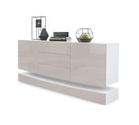 Vladon Sideboard City, Blanc Mat/Gris Sable Haute Brillance - Commode Moderne pour Votre Salon (178 x 72 x 38 cm)