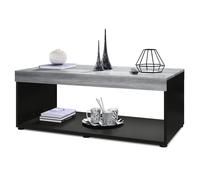 Vladon Table basse de salon Pure avec deux grandes étagères, corps en noir mat - plateau et bordures en Avola anthracite