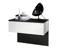 Vladon Table de Chevet Sleep, Table de Nuit à Fixation Murale avec tiroir, Noir Mat/Blanc Mat (60 x 46 x 35 cm)