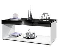 Vladon Table de Salon Pure, Table Basse rectangulaire, Blanc Mat/Noir Haute Brillance (104 x 40,5 x 58 cm)