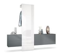 Vladon Vestiaire Garderobe Carlton Set 1, Corps en Anthracite Mat/Panneau portemanteau en Blanc Haute Brillance (208 x 193 x 35 cm)