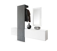 Vladon Vestiaire Garderobe Carlton Set 1, Corps en Blanc Mat/Panneau portemanteau en avola-Anthracite