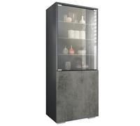 Vladon Vitrine Granada de, Armoire Vitrée Made in Germany avec Porte en Verre et Insert en Verre, Anthracite Mat/Aspect béton foncé (50 x 122,5 x 34,5 cm)