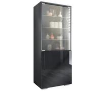 Vladon Vitrine Granada de, Armoire Vitrée Made in Germany avec Porte en Verre et Insert en Verre, Anthracite Mat/Noir Haute Brillance (50 x 122,5 x 34,5 cm)