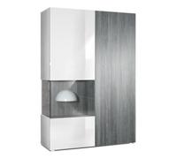 Vladon Vitrine Morena, Corps en Blanc mat- insert en Avola-Anthracite