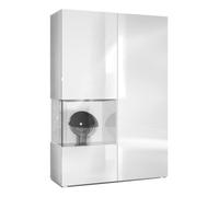 Vladon Vitrine Morena, Corps en Blanc mat- insert en Blanc haute brillance