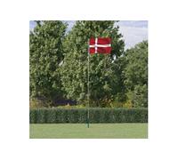 vidaXL Drapeau du Danemark et mât 5,55 m Aluminium