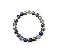 VLAN Bracelet Mémoire, “Clarté d’esprit" - concentration et vitalité mentale - Clarté d’esprit intérieure qui perce le brouillard mental - Pyrite, lapis lazuli, fluorite, quartz fumé.