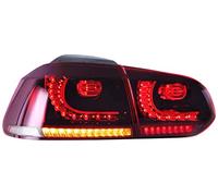 VLAND Feu arrière pour Golf 6 MK6 VI GTI GTD R TSI TDI 2008-2013 avec clignotants dynamiques séquentiels, PLUG AND PLAY, rouge/cristal