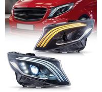 VLAND Full LED Phares pour V-Class Vito W447 MPV 2016-2023, feux avant avec bleu lumières de bienvenue, clignotants avec séquence, paire (côtés gauche et droit)