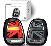 VLAND LED Fanale posteriore per Mini Cooper One JCW F55 F56 Hatch F57 convertible 2014-2021 Union Jack Luci posteriori (Affumicato con Cerchio Nero)