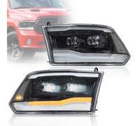 VLAND Phares Projecteurs LED pour Dodge RAM 1500, 2500, 3500 2009-2018 & RAM 1500 Classic 2019-2021, Feux Avant avec Animation Dynamique & Clignotant séquentiel, Réflecteur clair