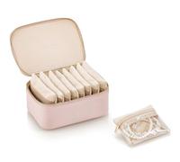 Vlando Boîte à bijoux avec 8 sacs à bijoux en velours - Boîte de rangement de bijoux de voyage pour femme et fille - Organisateur de bijoux pour colliers, bagues, boucles d'oreilles