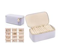 Vlando Boîte à bijoux de voyage - 12 petites poches en velours à fermeture éclair pour bijoux, colliers, bagues, boucles d'oreilles, tri de rangement, violet lilas