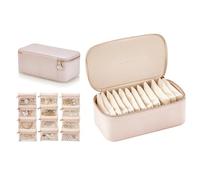 Vlando Boîte à bijoux de voyage - 12 petites poches en velours à fermeture éclair pour bijoux, colliers, bagues, boucles d'oreilles, tri de rangement, mauve rose