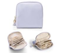 Vlando Boîte à bijoux de voyage avec franges, boîte à bijoux de voyage à 6 couches pour femme et fille, porte-monnaie, étui de voyage en cuir synthétique, boucles d'oreilles, colliers, montres, violet