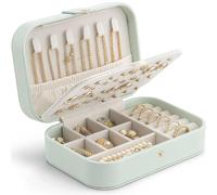 Vlando Boîte à bijoux de voyage avec style - Petit organisateur de bijoux pour boucles d'oreilles - Boîte à bijoux de voyage - Idée cadeau pour femmes et filles - Vert menthe