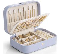 Vlando Boîte à bijoux de voyage en cuir synthétique pour bagues, colliers, bracelets, boucles d'oreilles, cadeaux pour femme, violet