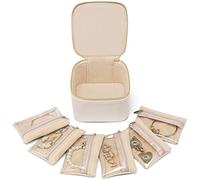 Vlando Boîte à bijoux de voyage, essentiels de voyage, organisateur de bijoux avec 6 pochettes à bijoux en velours, étui à bijoux pour collier, bague, cadeaux pour femme