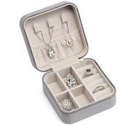 Vlando Boîte à bijoux de voyage, petit étui de rangement de voyage pour filles et femmes - Gris