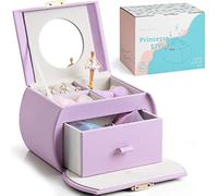 Vlando Boîte à Bijoux Musicale, avec Autocollant Licorne, Boîte à Musique de Rangement de Bijoux pour Fille (Violet)