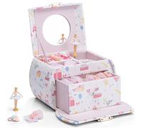 Vlando Boîte à bijoux musicale - Boîte à bijoux verrouillable en simili cuir - Rose princesse - Cadeau pour fille