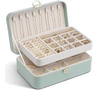 Vlando Boîte à bijoux pour filles et femmes, Boîte à bijoux à double couche, Boîte à bijoux verrouillable, Boîte de rangement pour bagues, boucles d'oreilles, bracelets, colliers, Valise à bijoux