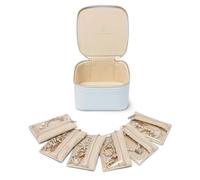 Vlando Étui à bijoux de voyage avec 6 poches à bijoux en velours à fermeture éclair, étui à bijoux de qualité supérieure pour anniversaire, mariage, remise de diplôme, bleu layette