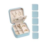 Vlando Lot de 6 petites boîtes à bijoux de voyage pour filles et femmes - Miroir bleu