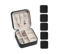 Vlando Lot de 6 petites boîtes à bijoux de voyage pour filles et femmes - Noir