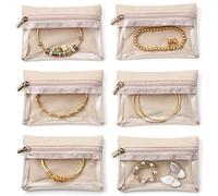 Vlando Lot de 6 sacs à bijoux de voyage 2024 - En velours transparent - Avec fermeture éclair - En organza - Pour femmes et filles - Cadeau