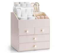 Vlando Organisateur de maquillage avec 4 tiroirs, organisateur de table de maquillage, organisateur de cosmétiques, organisateur de maquillage pour salle de bain, organisateur de soins de la peau pour