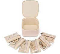 Vlando Petite boîte à bijoux de voyage avec 6 poches en velours à fermeture éclair, étui à bijoux de qualité supérieure