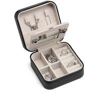 Vlando Petite boîte à bijoux de voyage pour filles et femmes avec miroir noir