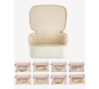 Vlando Sac de rangement pour bijoux, boîte à bijoux en cuir synthétique pour voyage, 8 sacs à bijoux en velours, Saint-Valentin, mariage, Noël, cadeau d'anniversaire pour filles et femmes. - Taille