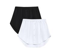 Vlazom Extensions de Chemise Femme avec Boutons Réglable Jupe Chemise Extender pour Pull Veste Manteau Mini Jupon，Noir + Blanc，S
