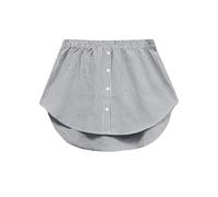 Vlazom Extensions de Chemise Femme avec Boutons Réglable Jupe Chemise Extender pour Pull Veste Manteau Mini Jupon，Rayure Noire，XL