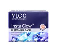 VLCC Insta Glow Diamond Bleach With Diamond (Ash) for Sparkling Fairness Also Contain Re Bleach Cream & Post Bleach Pack 60 Gram by VLCC