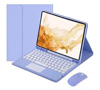 VLEAQC Étui avec Clavier et Souris pour Samsung Galaxy Tab S9 FE 10,9"/Tab S9 11" 2023, Clavier trackpad Bluetooth sans Fil Amovible, Coque légère avec Porte-Stylo,Violet