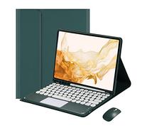 VLEAQC Étui avec Clavier et Souris pour Samsung Galaxy Tab S9 FE 10,9"/Tab S9 11" 2023, Clavier trackpad Bluetooth sans Fil Amovible, Coque légère avec Porte-Stylo,Dark Green