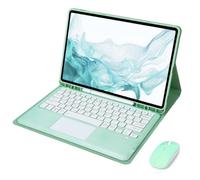 VLEAQC Étui Clavier pour Galaxy Tab S10FE+ 13,1″ 2025, Clavier Bluetooth Amovible avec Pavé Tactile, Souris sans Fil, Coque Protectrice Mince, Compatible SM-X620/X626,Vert