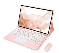 VLEAQC Étui Clavier pour Galaxy Tab S10FE+ 13,1″ 2025, Clavier Bluetooth Amovible avec Pavé Tactile, Souris sans Fil, Coque Protectrice Mince, Compatible SM-X620/X626,Rose