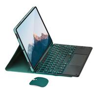 VLEAQC Housse Clavier et Souris pour Samsung Galaxy Tab S10 FE 13,1 Pouces 2025 - Clavier Amovible Bluetooth avec Pavé Tactile rétro-éclairé 7 Couleurs, Étui Léger Protecteur avec Porte-Stylet,Vert
